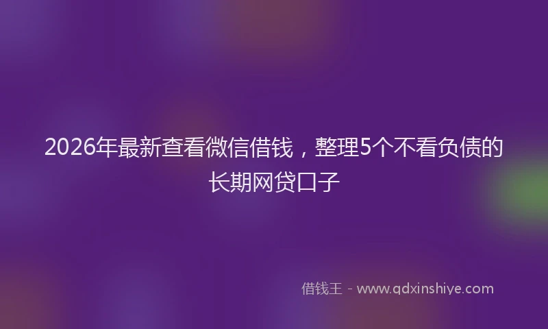 2026年最新查看微信借钱，整理5个不看负债的长期网贷口子