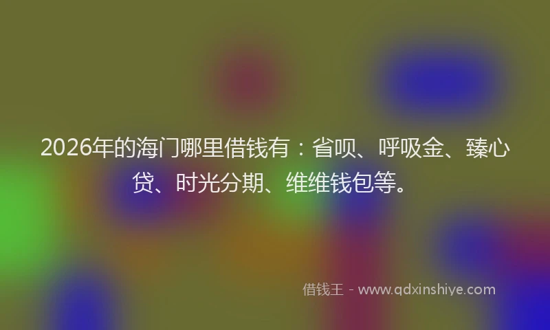 2026年的海门哪里借钱有：省呗、呼吸金、臻心贷、时光分期、维维钱包等。