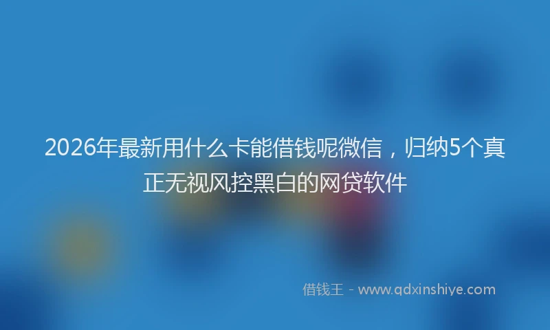 2026年最新用什么卡能借钱呢微信，归纳5个真正无视风控黑白的网贷软件