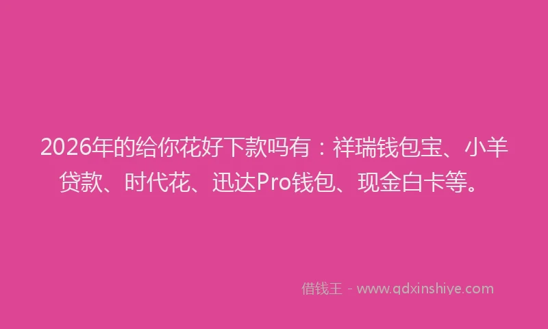 2026年的给你花好下款吗有：祥瑞钱包宝、小羊贷款、时代花、迅达Pro钱包、现金白卡等。