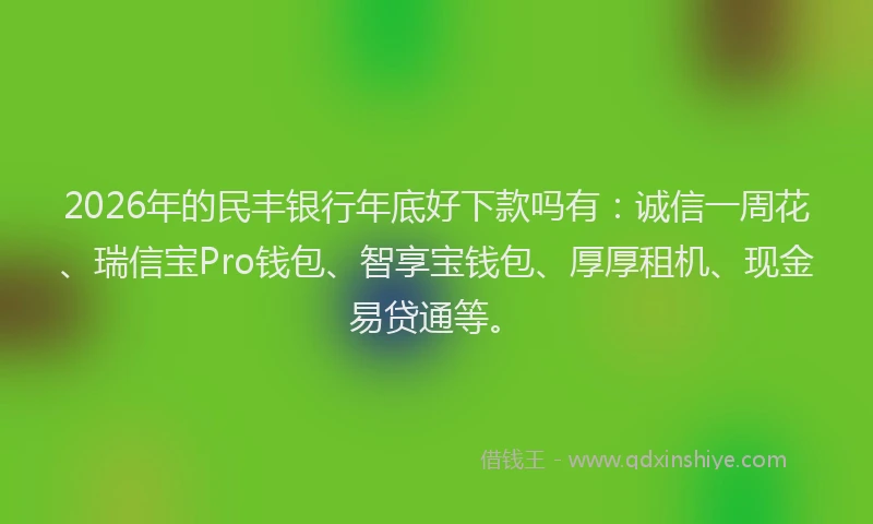 2026年的民丰银行年底好下款吗有：诚信一周花、瑞信宝Pro钱包、智享宝钱包、厚厚租机、现金易贷通等。