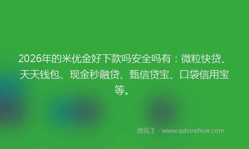 2026年的米优金好下款吗安全吗有：微粒快贷、天天钱包、现金秒融贷、甄信贷宝、口袋信用宝等。