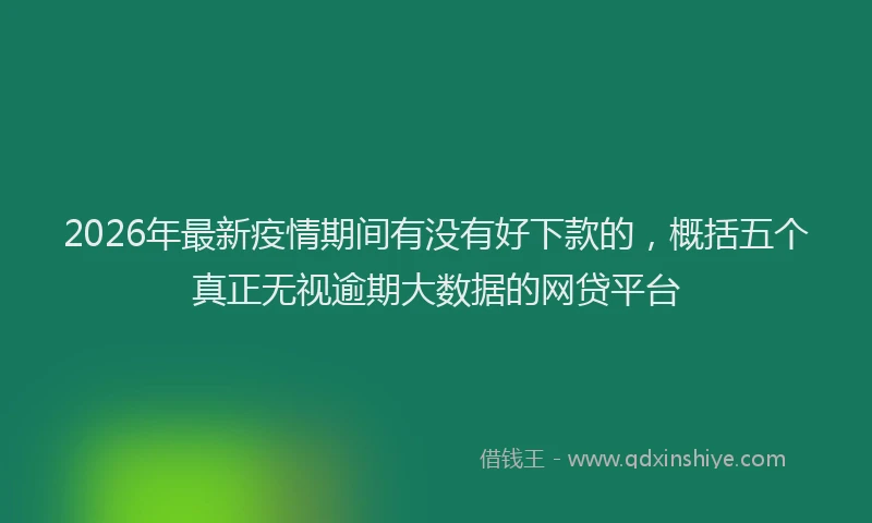 2026年最新疫情期间有没有好下款的，概括五个真正无视逾期大数据的网贷平台