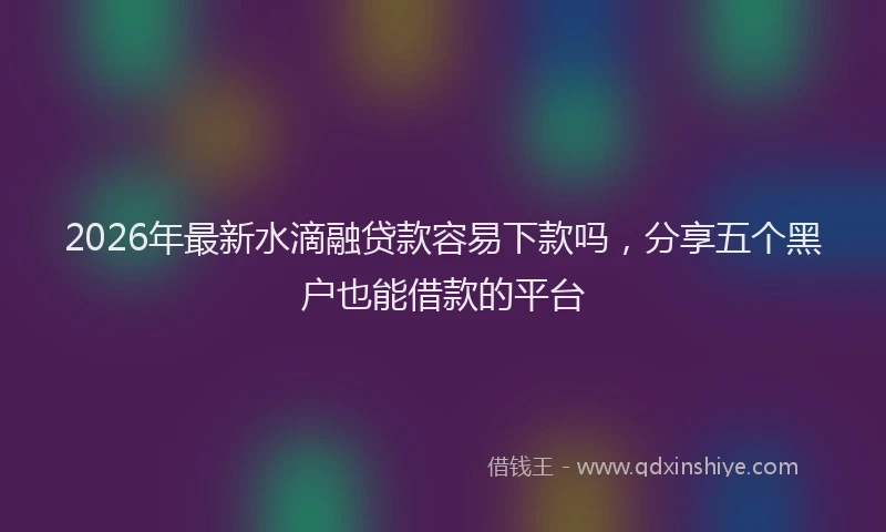 2026年最新水滴融贷款容易下款吗，分享五个黑户也能借款的平台