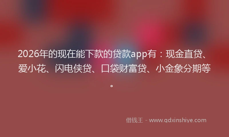 2026年的现在能下款的贷款app有：现金直贷、爱小花、闪电侠贷、口袋财富贷、小金象分期等。