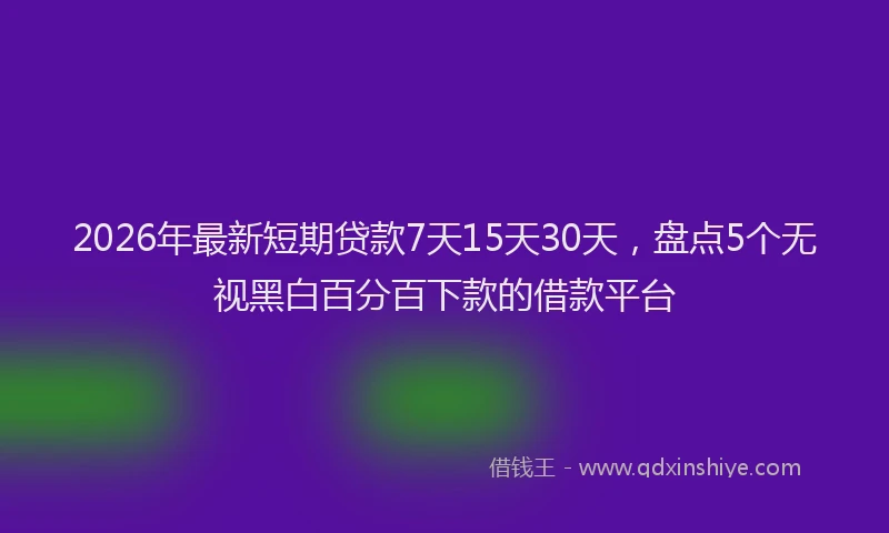 2026年最新短期贷款7天15天30天，盘点5个无视黑白百分百下款的借款平台
