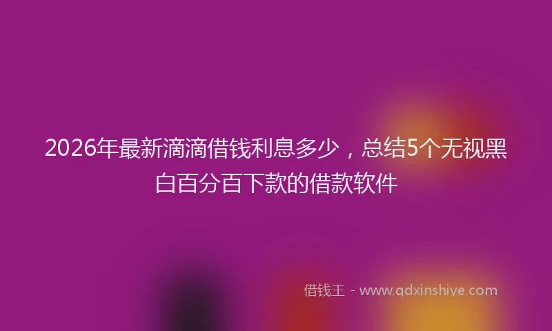 2026年最新滴滴借钱利息多少，总结5个无视黑白百分百下款的借款软件