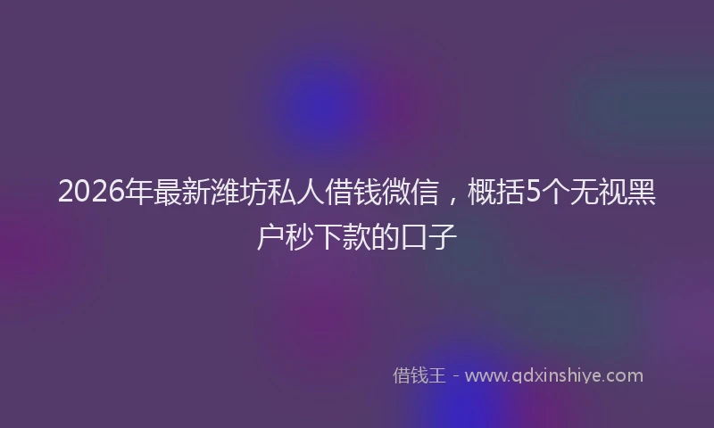 2026年最新潍坊私人借钱微信，概括5个无视黑户秒下款的口子