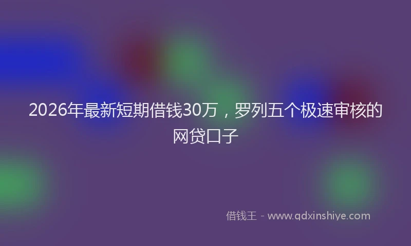 2026年最新短期借钱30万，罗列五个极速审核的网贷口子