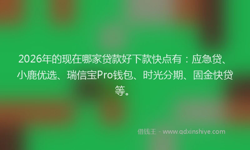 2026年的现在哪家贷款好下款快点有：应急贷、小鹿优选、瑞信宝Pro钱包、时光分期、固金快贷等。