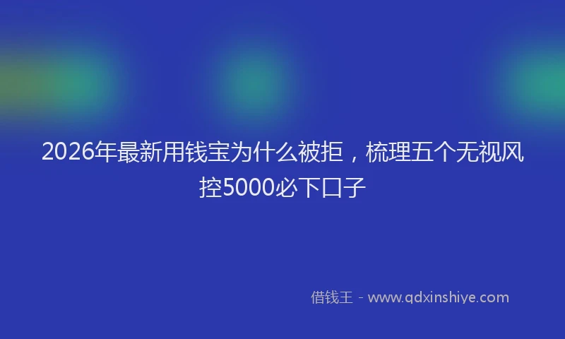 2026年最新用钱宝为什么被拒，梳理五个无视风控5000必下口子
