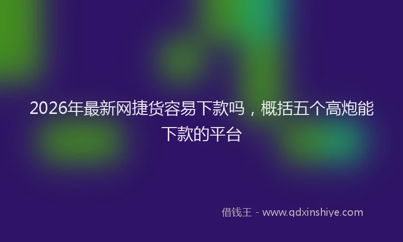 2026年最新网捷货容易下款吗，概括五个高炮能下款的平台