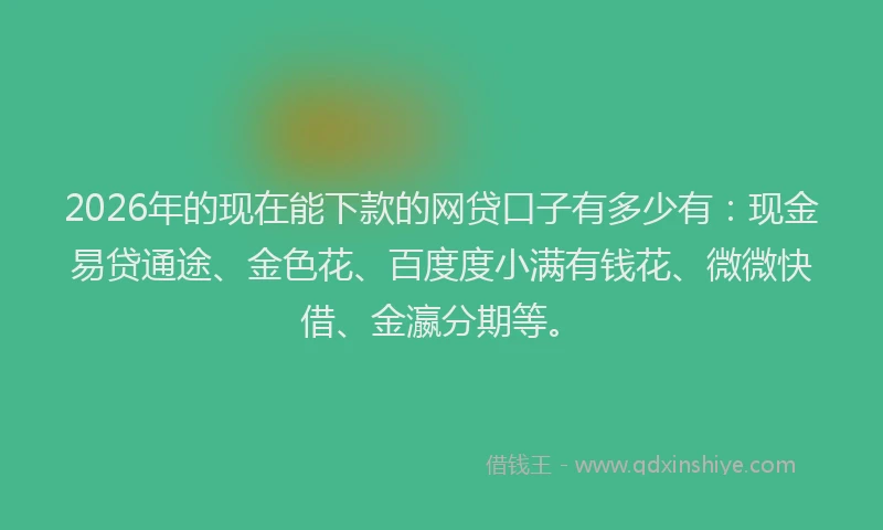 2026年的现在能下款的网贷口子有多少有：现金易贷通途、金色花、百度度小满有钱花、微微快借、金瀛分期等。