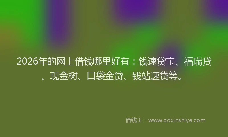 2026年的网上借钱哪里好有：钱速贷宝、福瑞贷、现金树、口袋金贷、钱站速贷等。