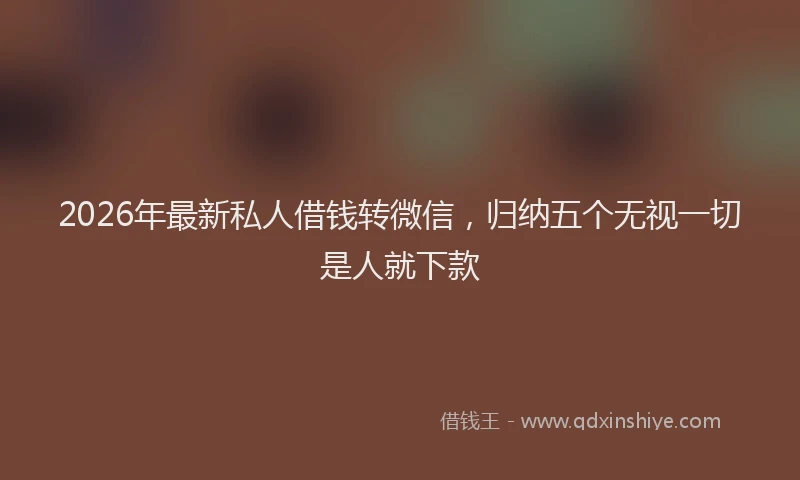 2026年最新私人借钱转微信，归纳五个无视一切是人就下款