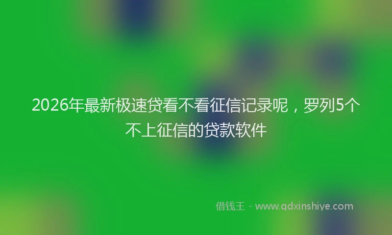 2026年最新极速贷看不看征信记录呢，罗列5个不上征信的贷款软件