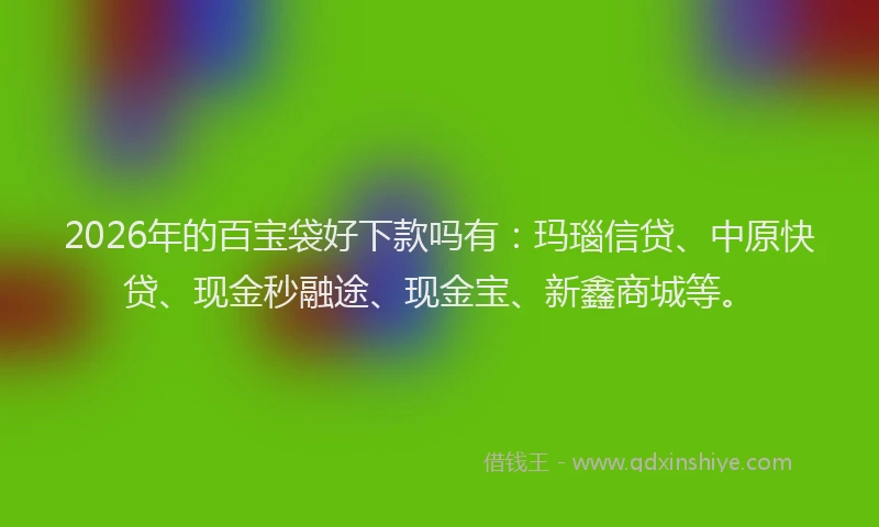 2026年的百宝袋好下款吗有：玛瑙信贷、中原快贷、现金秒融途、现金宝、新鑫商城等。
