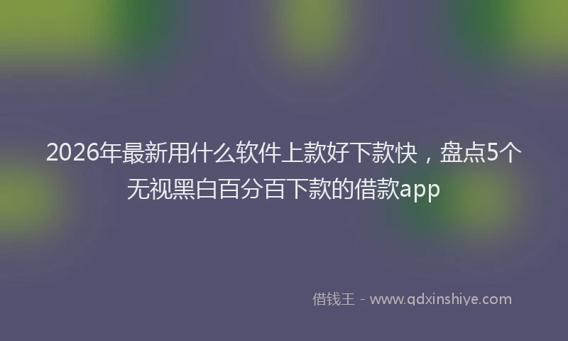 2026年最新用什么软件上款好下款快，盘点5个无视黑白百分百下款的借款app