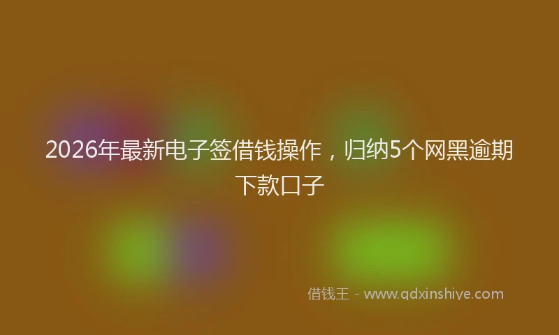 2026年最新电子签借钱操作，归纳5个网黑逾期下款口子
