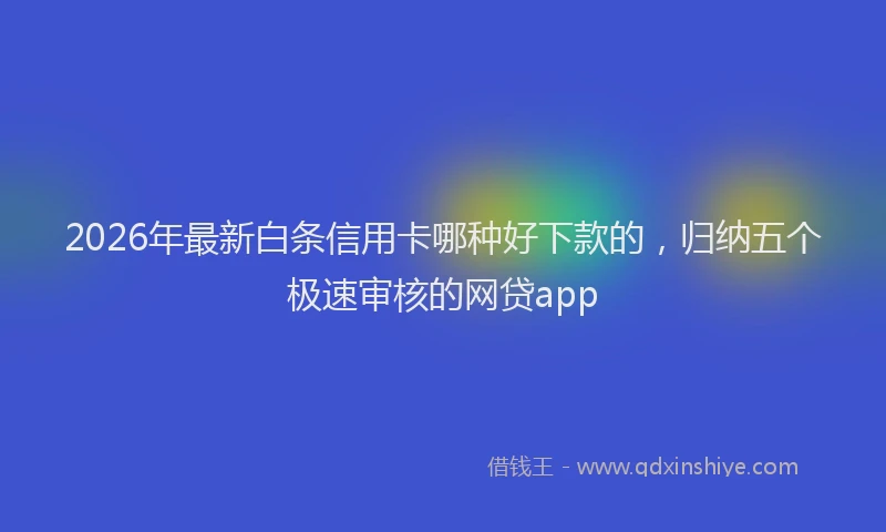 2026年最新白条信用卡哪种好下款的，归纳五个极速审核的网贷app
