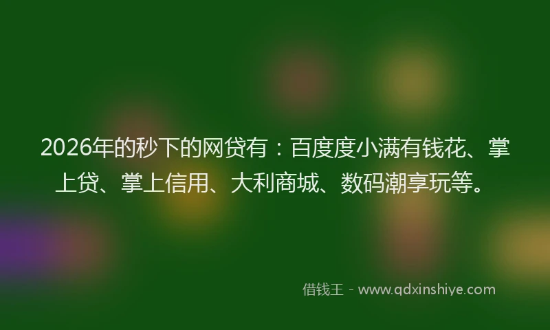 2026年的秒下的网贷有：百度度小满有钱花、掌上贷、掌上信用、大利商城、数码潮享玩等。