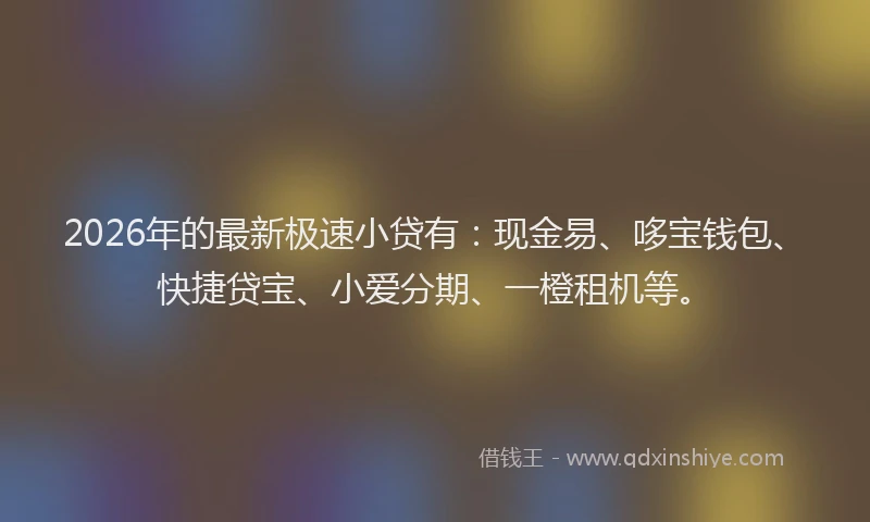 2026年的最新极速小贷有：现金易、哆宝钱包、快捷贷宝、小爱分期、一橙租机等。