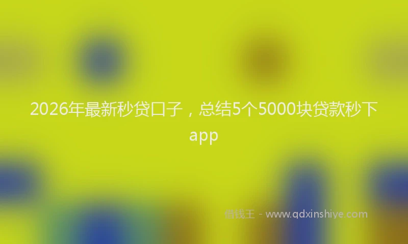 2026年最新秒贷口子，总结5个5000块贷款秒下app