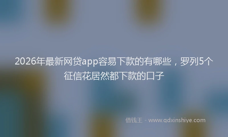 2026年最新网贷app容易下款的有哪些，罗列5个征信花居然都下款的口子