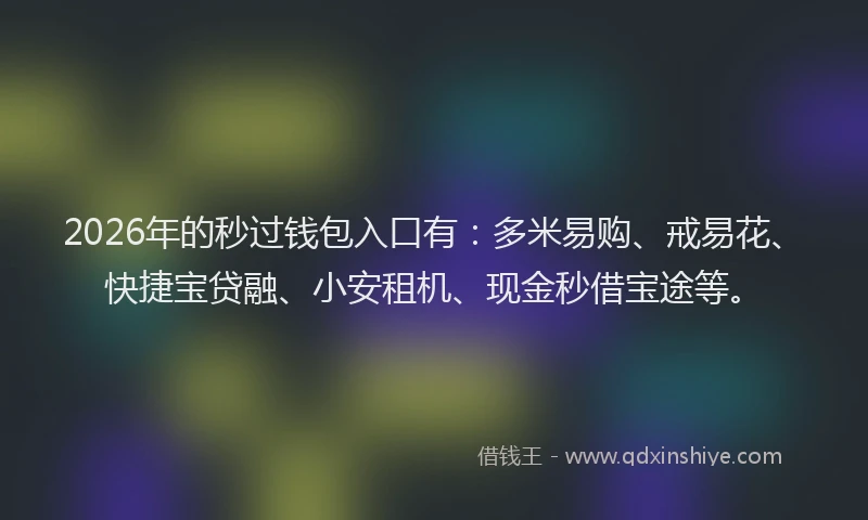 2026年的秒过钱包入口有：多米易购、戒易花、快捷宝贷融、小安租机、现金秒借宝途等。