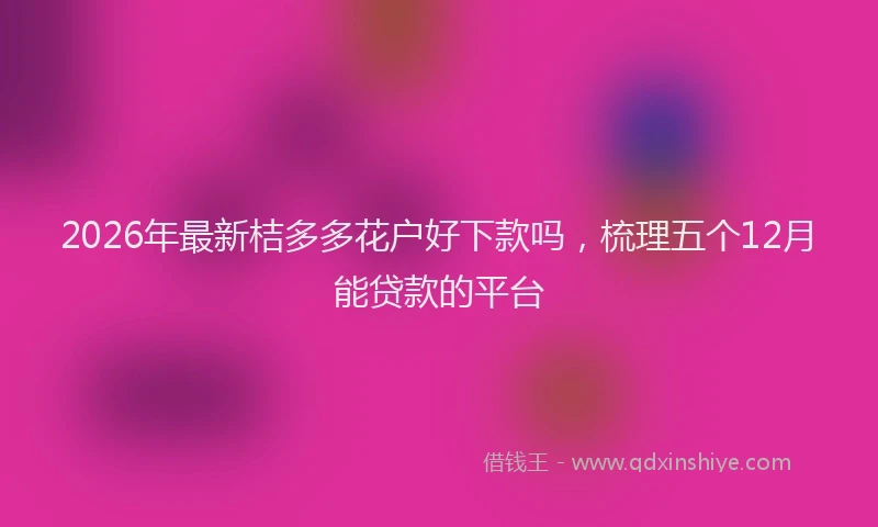 2026年最新桔多多花户好下款吗，梳理五个12月能贷款的平台