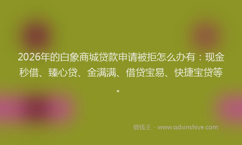 2026年的白象商城贷款申请被拒怎么办有：现金秒借、臻心贷、金满满、借贷宝易、快捷宝贷等。