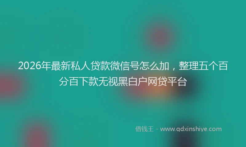 2026年最新私人贷款微信号怎么加，整理五个百分百下款无视黑白户网贷平台