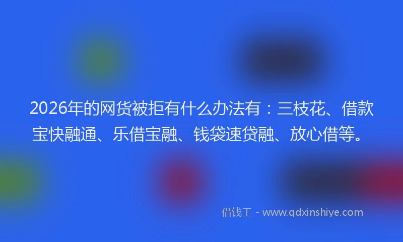 2026年的网货被拒有什么办法有：三枝花、借款宝快融通、乐借宝融、钱袋速贷融、放心借等。