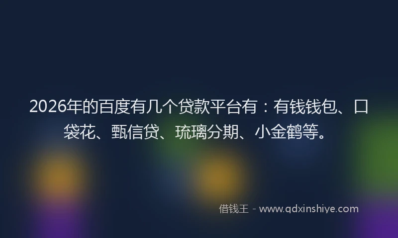 2026年的百度有几个贷款平台有：有钱钱包、口袋花、甄信贷、琉璃分期、小金鹤等。