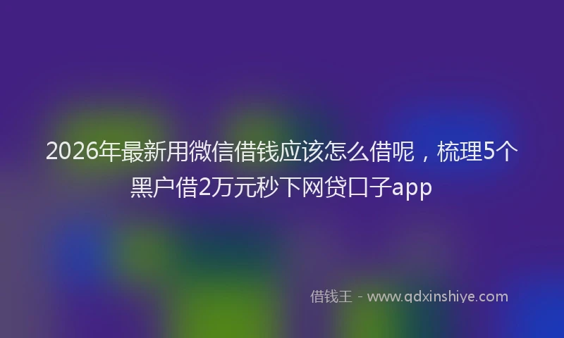 2026年最新用微信借钱应该怎么借呢，梳理5个黑户借2万元秒下网贷口子app