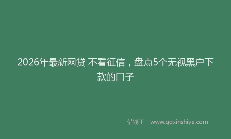 2026年最新网贷 不看征信，盘点5个无视黑户下款的口子