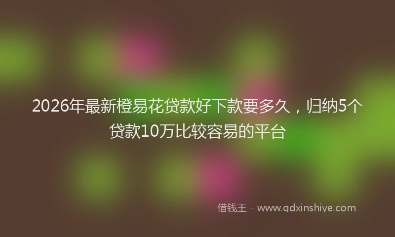 2026年最新橙易花贷款好下款要多久，归纳5个贷款10万比较容易的平台