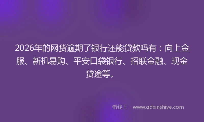 2026年的网货逾期了银行还能贷款吗有：向上金服、新机易购、平安口袋银行、招联金融、现金贷途等。