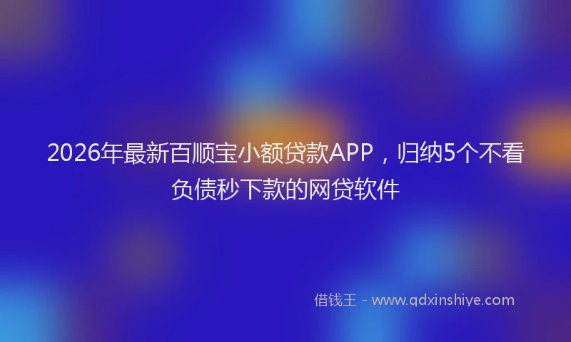 2026年最新百顺宝小额贷款APP，归纳5个不看负债秒下款的网贷软件