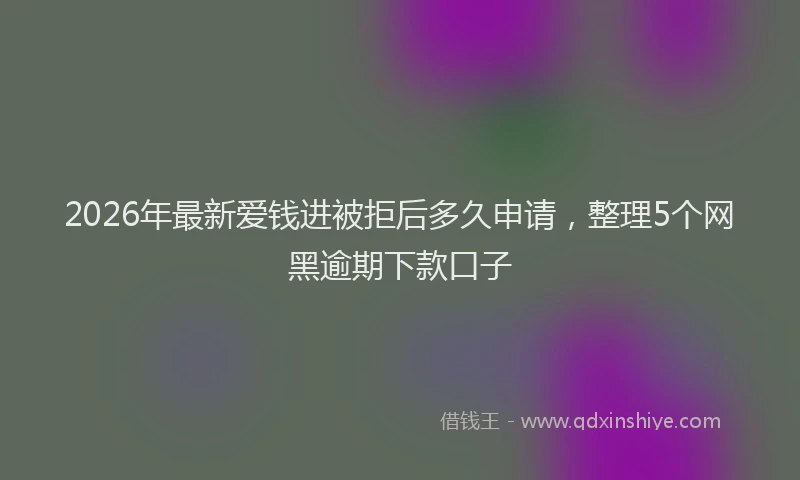 2026年最新爱钱进被拒后多久申请，整理5个网黑逾期下款口子