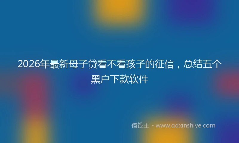 2026年最新母子贷看不看孩子的征信，总结五个黑户下款软件