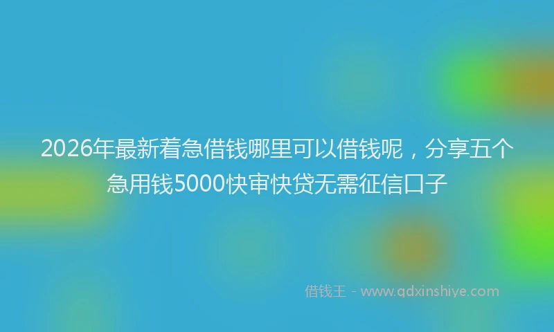 2026年最新着急借钱哪里可以借钱呢，分享五个急用钱5000快审快贷无需征信口子