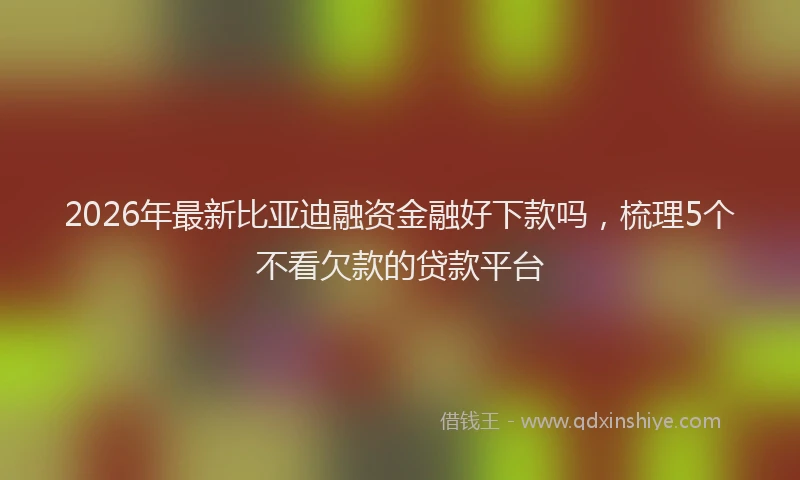 2026年最新比亚迪融资金融好下款吗，梳理5个不看欠款的贷款平台