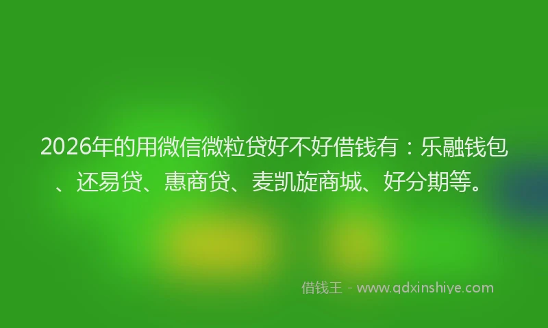 2026年的用微信微粒贷好不好借钱有：乐融钱包、还易贷、惠商贷、麦凯旋商城、好分期等。
