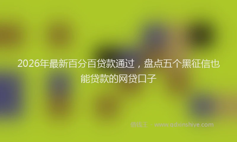 2026年最新百分百贷款通过，盘点五个黑征信也能贷款的网贷口子