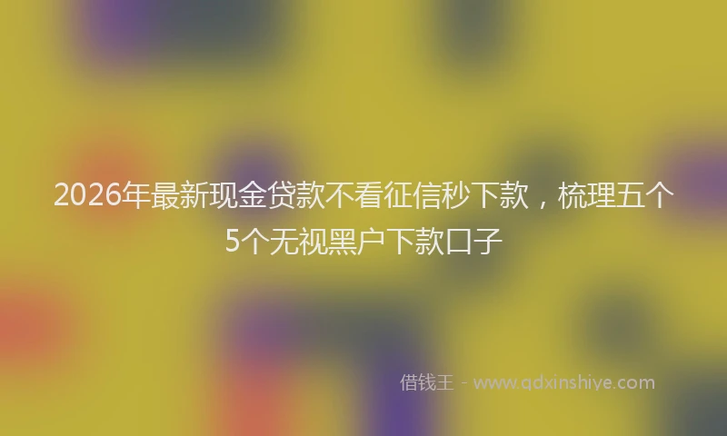 2026年最新现金贷款不看征信秒下款，梳理五个5个无视黑户下款口子