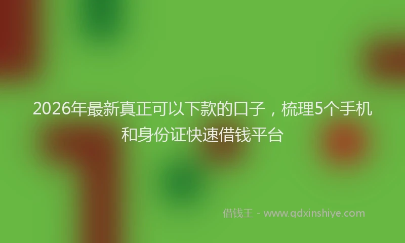 2026年最新真正可以下款的口子，梳理5个手机和身份证快速借钱平台