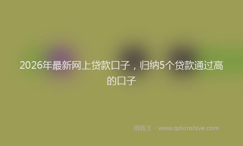 2026年最新网上贷款口子，归纳5个贷款通过高的口子