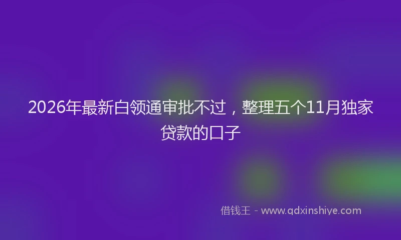 2026年最新白领通审批不过，整理五个11月独家贷款的口子