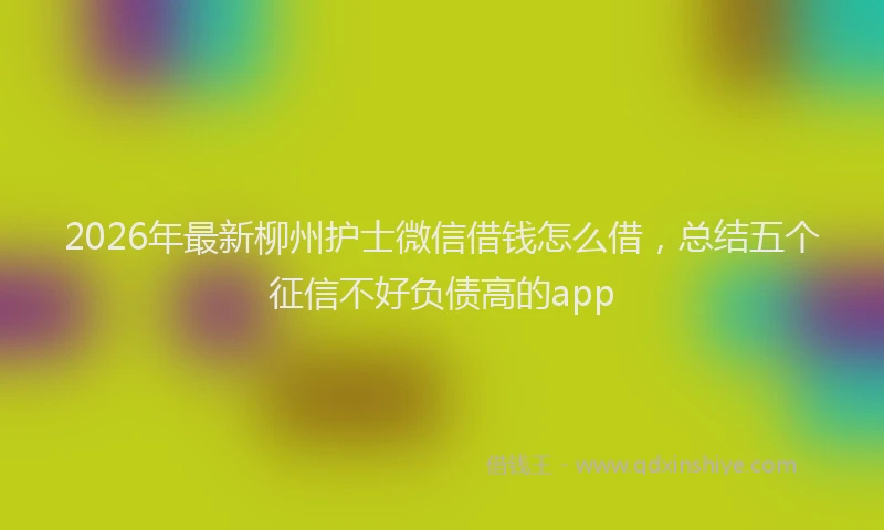 2026年最新柳州护士微信借钱怎么借，总结五个征信不好负债高的app